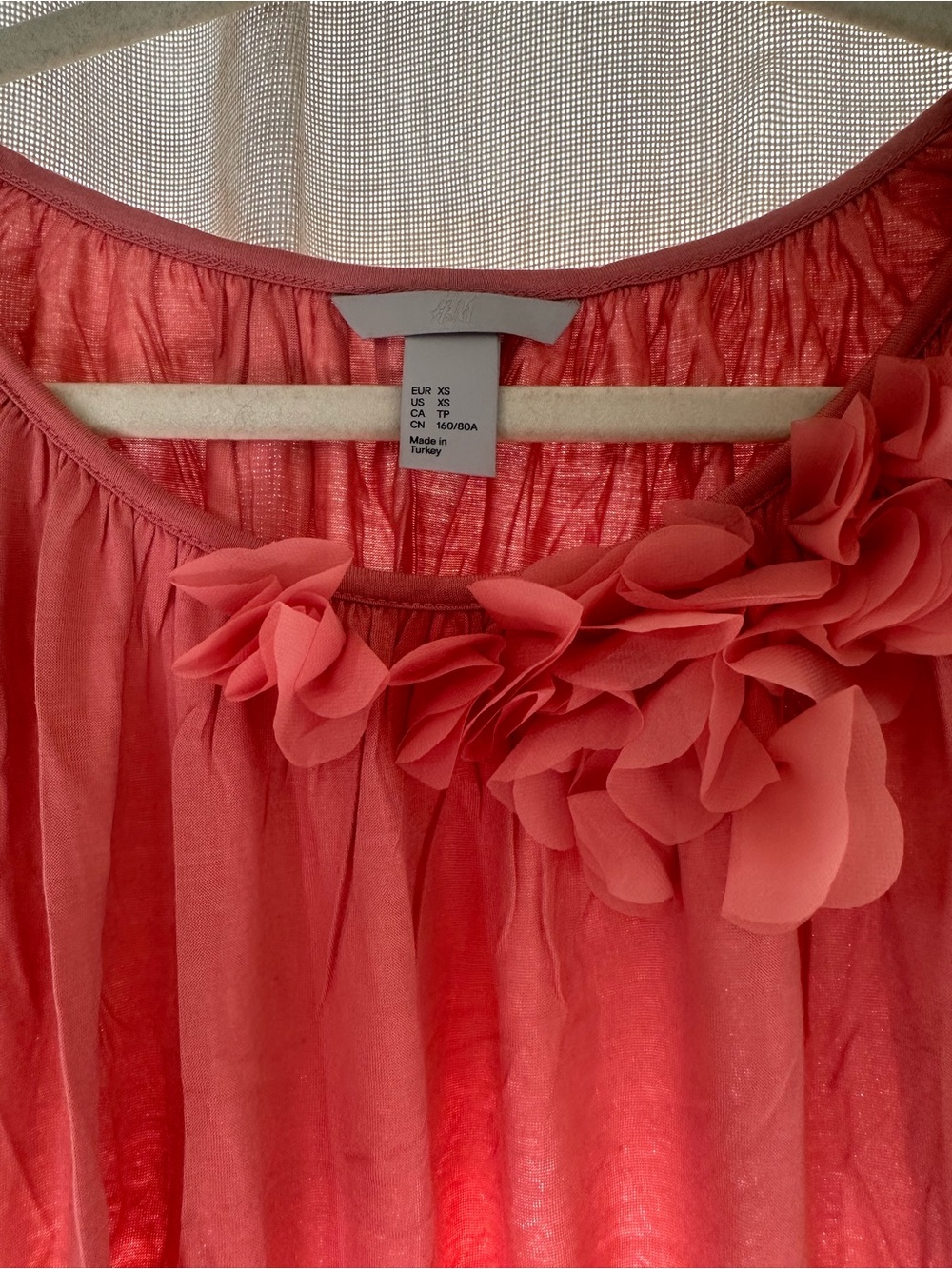 H&M Size XS Floral Detail Coral Blouse